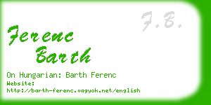 ferenc barth business card